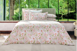 Linge de lit VOYAGEUSE rose - ANNE DE SOLENE